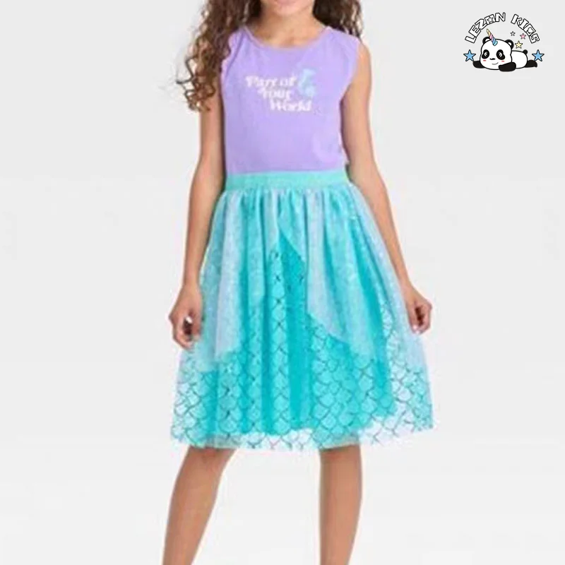 LEZONKIDS - Wholesale Customizable Princess Boutique Dress Sleeveless Cotton Mesh Sequin Girls Dress for 2-14T